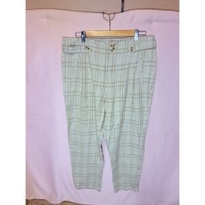 Sundance Vivienne Plaid Linen Blend High Rise Tapered Trouser Pants Womens 12